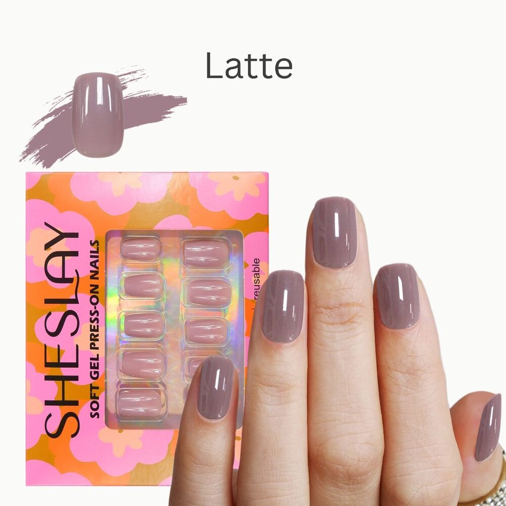 Latte-SheSlay Soft Gel Press-On Nails – 30pcs Full Kit